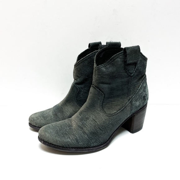Felmini Black Gray Distressed Leather Ankle Boots Size 37 - Picture 4 of 9